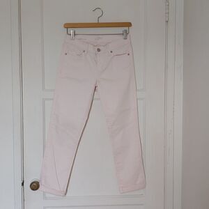 Ann Taylor LOFT Modern Straight Cuffed Cropped Jeans Pants in Light Pink 24/00